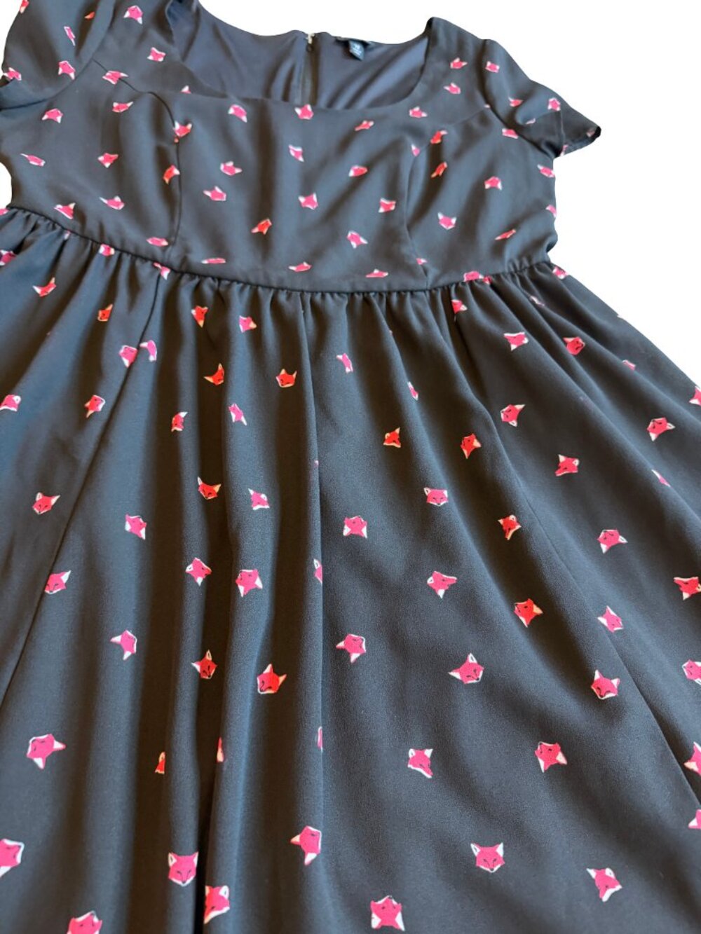 Torrid Black Fox Print Dress Skater A-Line Black Fun Casual Everyday Size 12 - Picture 4 of 14